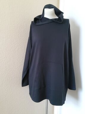 Eileen Fisher Black Tencel Tunic Hoodie​ Sweatshirt Size M